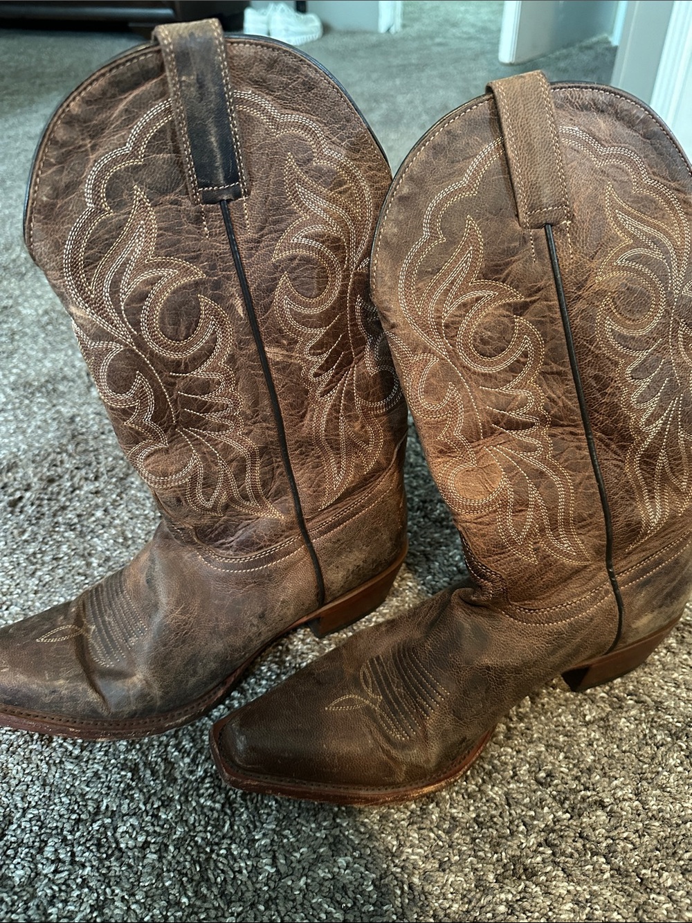 Shyanne Brown Distressed Embroidered Western Lace-Up Boots